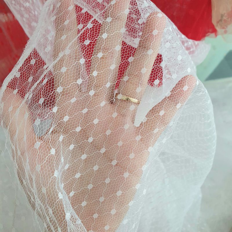 voan lưới hình họa tiết nhiều màu