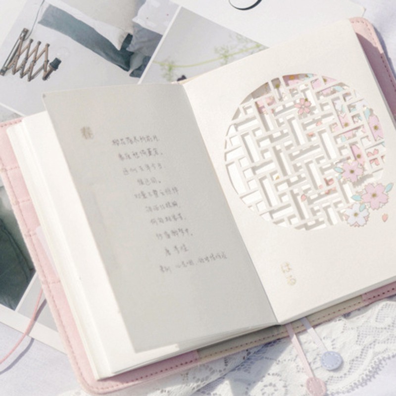 【FS】A6 Sakura Theme Floral Diary Book Cover Set Embroidery Notebook Book #8