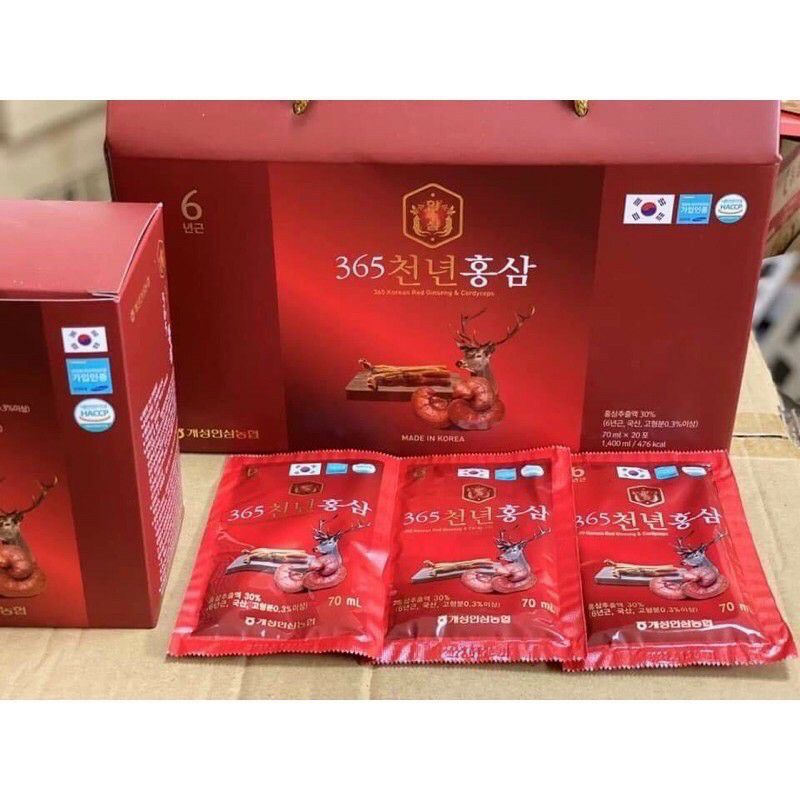Nước Hồng Sâm Linh Chi Nhung Hươu 365 Hansusam Hàn Quốc