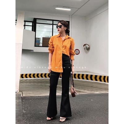 Áo sơ mi thô nến màu xanh - cam hottrend