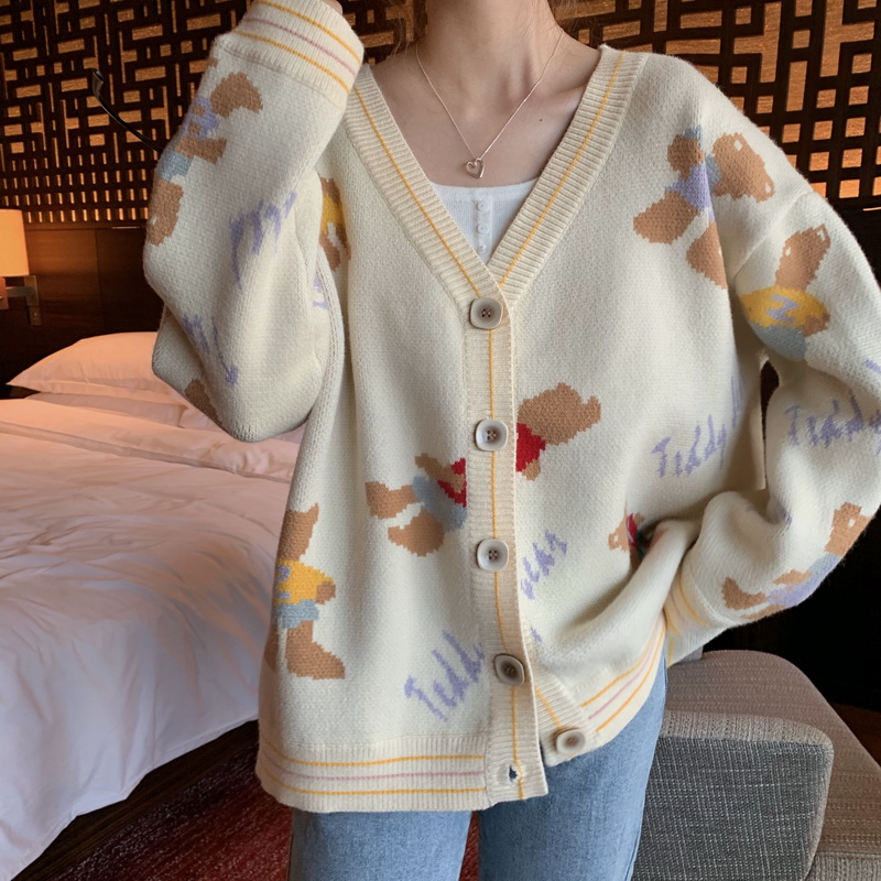 Áo Sweater Tay Dài In Hoạt Hình Gấu Dễ Thương Thời Trang Mùa Thu 189223