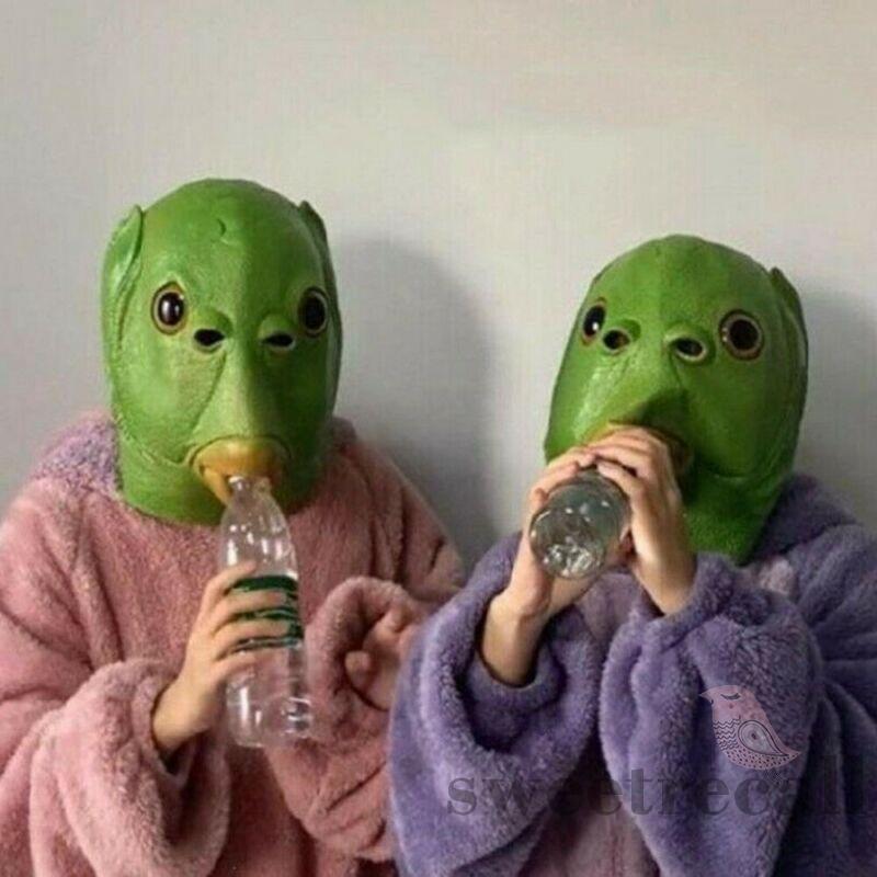 Mặt nạ hình cá xanh Latex ngộ nghĩnh vui nhộn