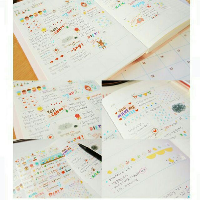 Bộ 6 tấm sticker trang trí sổ, planner, lịch