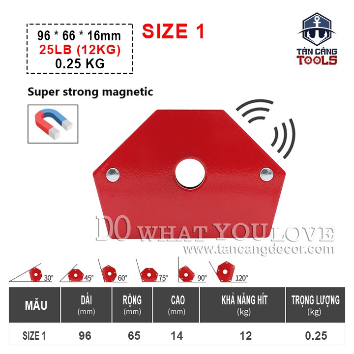 Nam Châm Hàn Cơ Khí Đa Giác Size 1 - 25 LBS