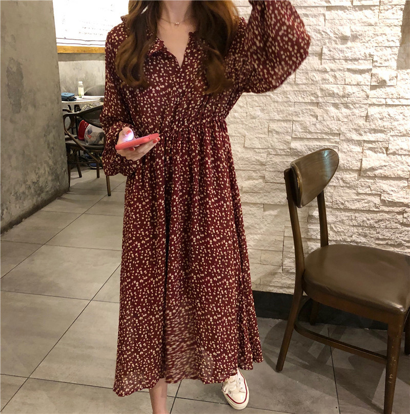 Đầm Hoa Tay Dài Xinh Xắn Dành Cho Nữ