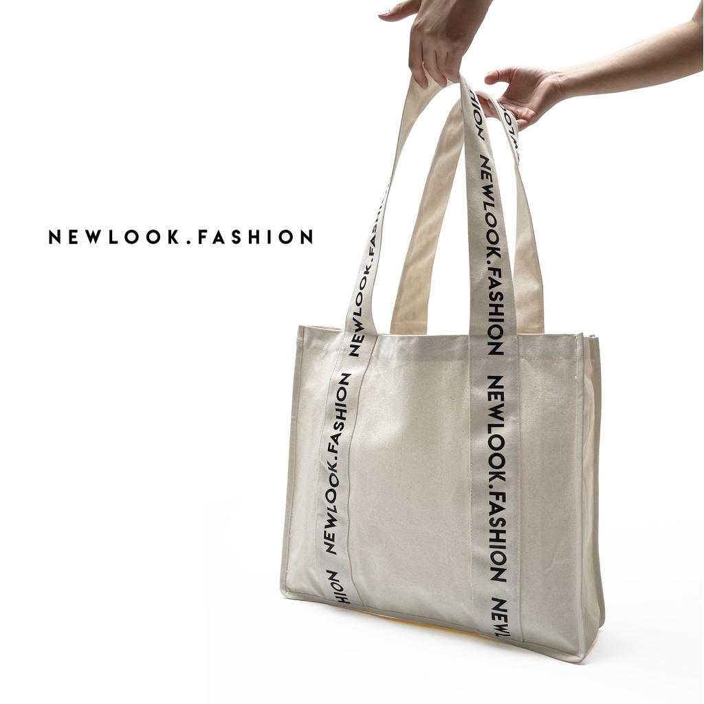 ★ TÚI TOTE TÚI ĐEO VAI VẢI BỐ CANVAS SIZE TO KHÓA NAM CHÂM DÂY IN CHỮ NEWLOOK.FASHION PHÙ HỢP NAM NỮ
