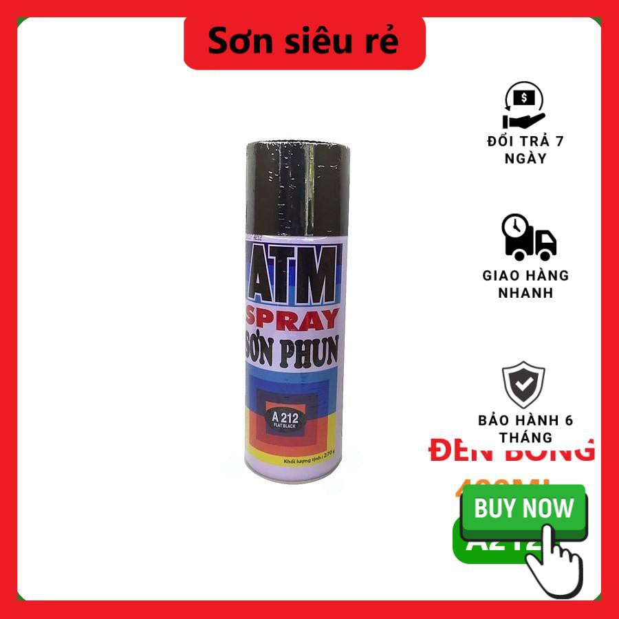 Sơn xịt ATM màu đen mờ A212, 400ml
