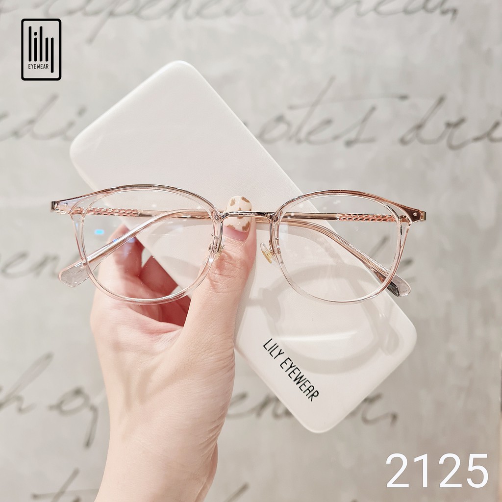 Kính cận cao cấp nữ Lilyeyewear mắt tròn chất liệu kim loại thanh mảnh màu sắc thời trang 2125