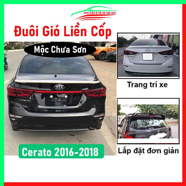 Đuôi gió sau xe liền cốp Kia K3, Cerato 2016-2018 hàng mộc chưa sơn