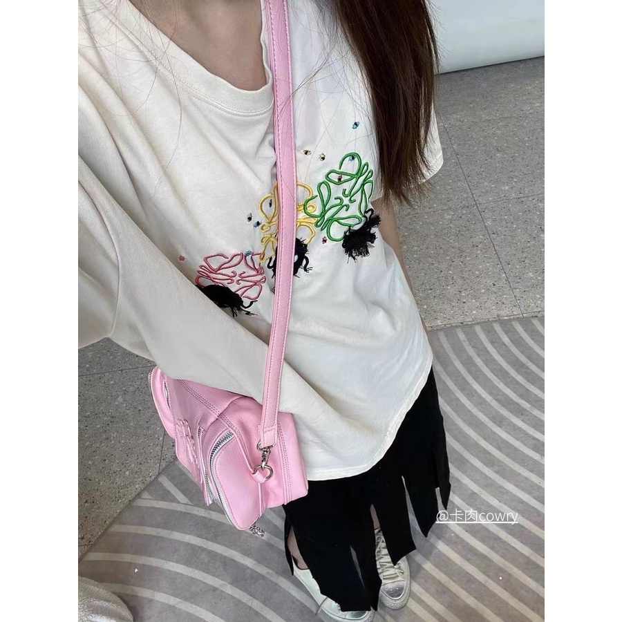 Y2k Túi Đeo Chéo Đựng Mỹ Phẩm Xiaohongshu Màu Hồng Cá Tính Cho Nữ