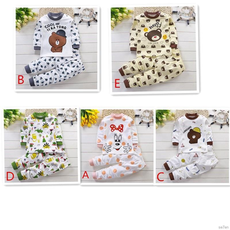 Bộ 7 Món Đồ Mặc Ở Nhà Vải Cotton Dáng Dài Thời Trang Mùa Thu Cho Bé