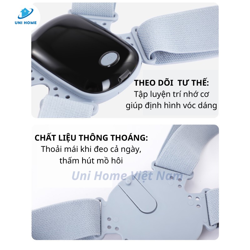 Đai chống gù lưng SMART POSE điều chỉnh tư thế thông minh, cảm biến báo rung, đếm số lần ngồi sai - Bảo hành 06 tháng