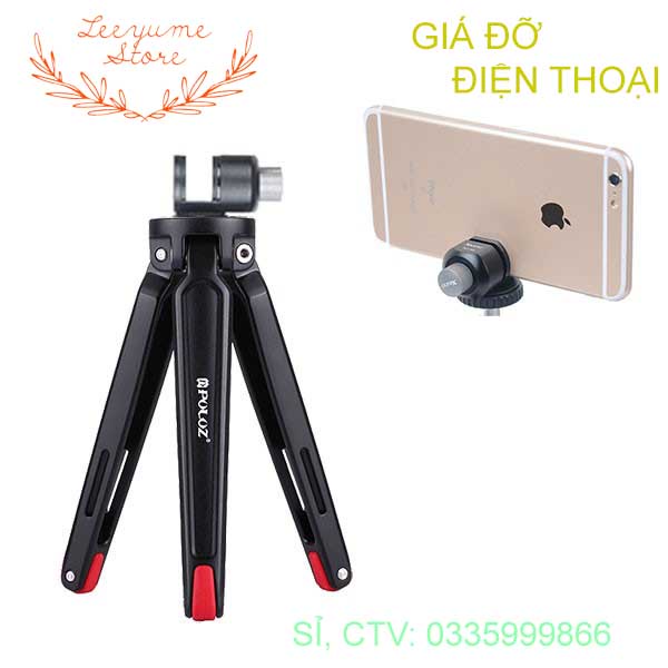 GIÁ ĐỠ MÁY ẢNH CHUYÊN DỤNG PULUZ - GIÁ ĐỠ ĐIỆN THOẠI 3 CHÂN ĐỂ BÀN MINI ABS ĐƠN GIẢN - GẬY TỰ SƯỚNG THÔNG MINH