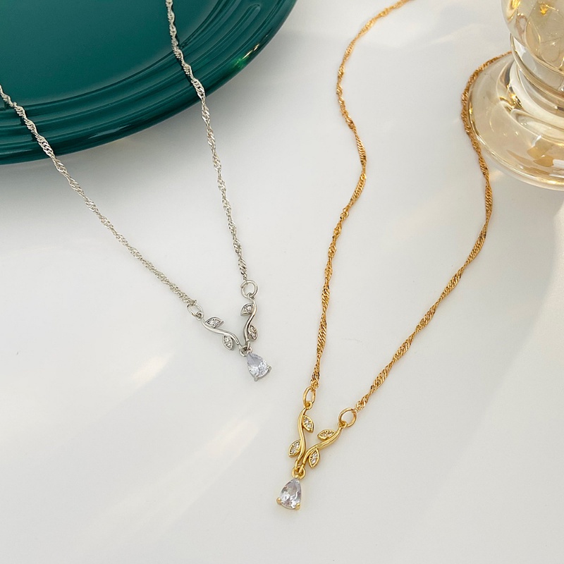 Vòng cổ Mặt Hình Giọt Nước Đính Đá Zircon Thời Trang Hàn Quốc Cho Nữ