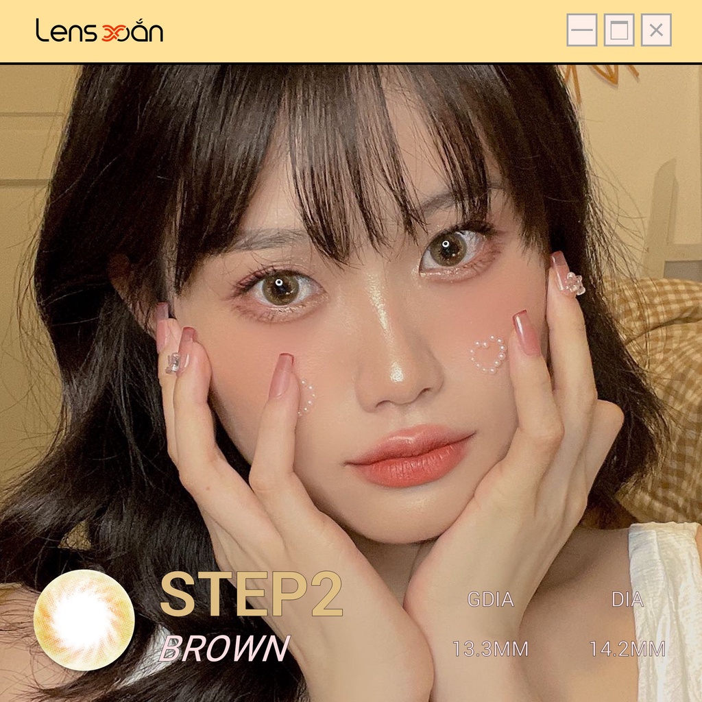 KÍNH ÁP TRÒNG STEP2 BROWN CỦA LENS ME ( 6 THÁNG) : Lens nâu vân xoáy trong veo tự nhiên | Lens Xoắn ( GIÁ 1 CHIẾC)