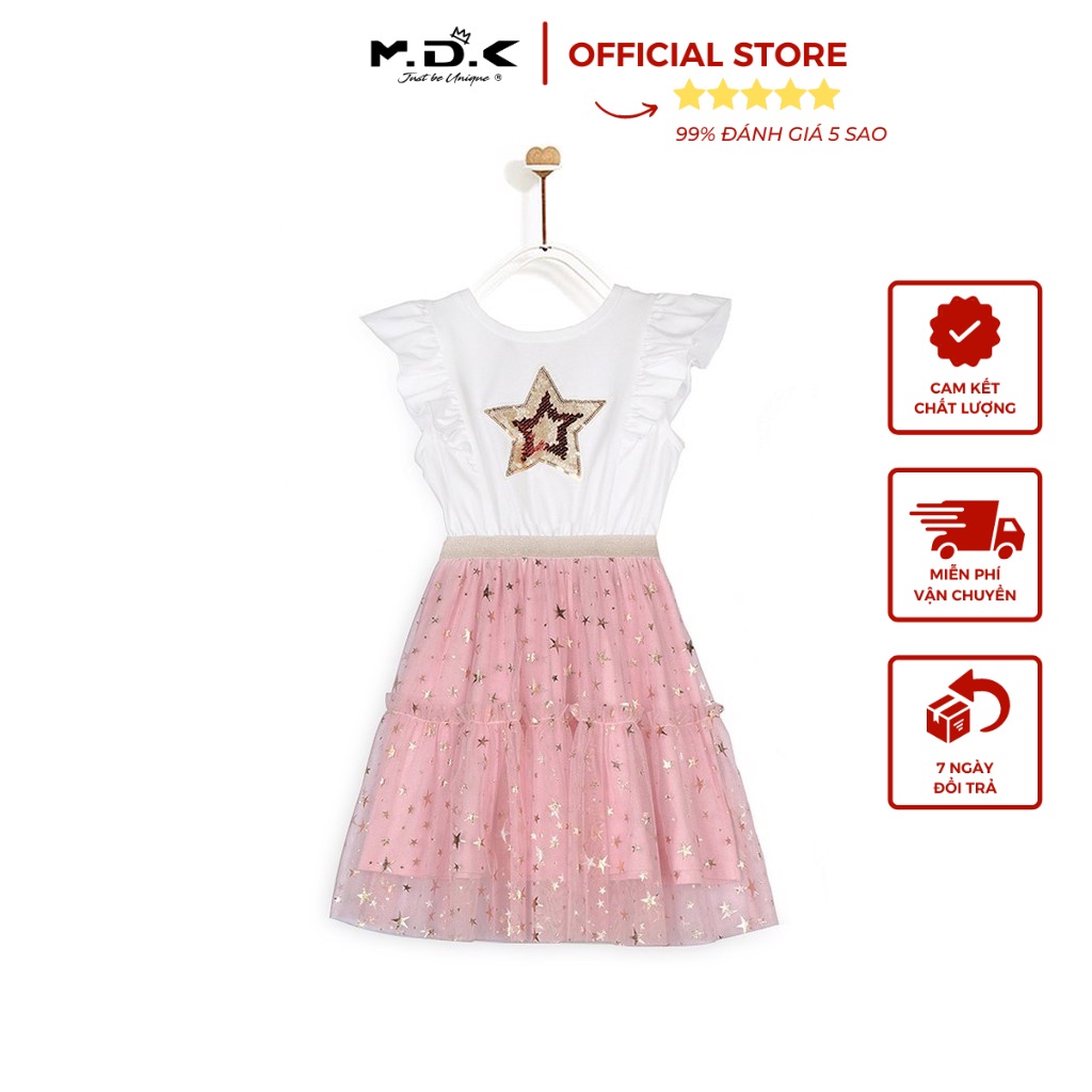 Đầm Bé Gái M.D.K Knit X Glitter Mesh Dress - công chúa, xinh xắn