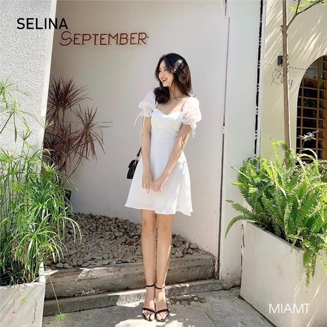 Đầm trắng xoè dự tiệc tay nơ cao cấp | BigBuy360 - bigbuy360.vn