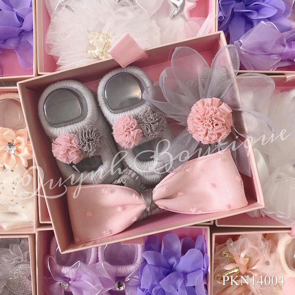 Phụ kiện cho bé QUỲNH BOUTIQUE Set tất băng đô baby