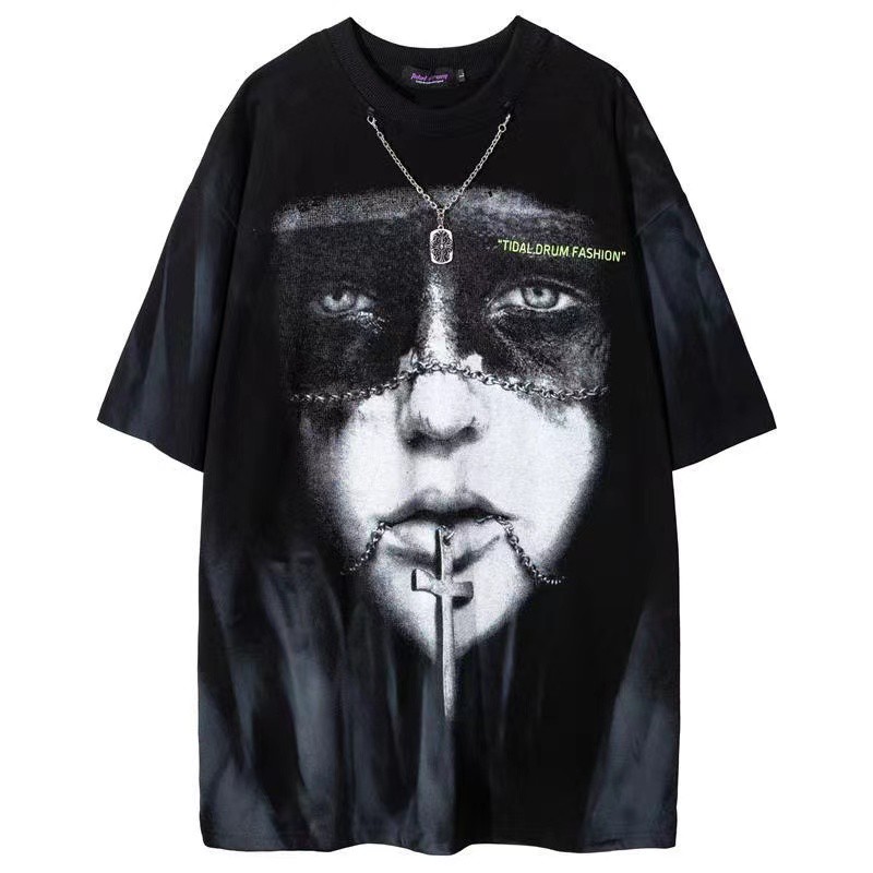 Áo Thun Tay Lửng Nhuộm Màu Phong Cách Hip Hop Âu Mỹ Cổ Điển Thời Trang Cho Nam