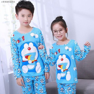 Bộ Đồ Ngủ Pijama Dài Tay In Hình Doraemon Dễ Thương Cho Bé Trai