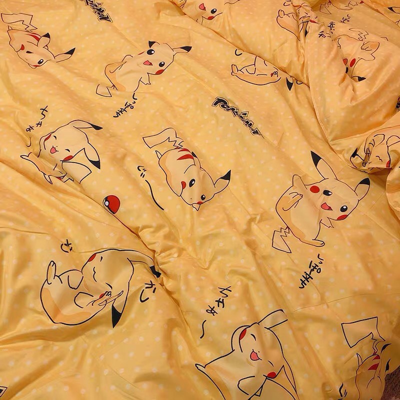 Bộ Chăn Ga Gối SUNNY Bedding Mẫu Pikachu Pokemon Cho Nệm (Drap) M2,M4,M6,M8,2m2( Freesize)