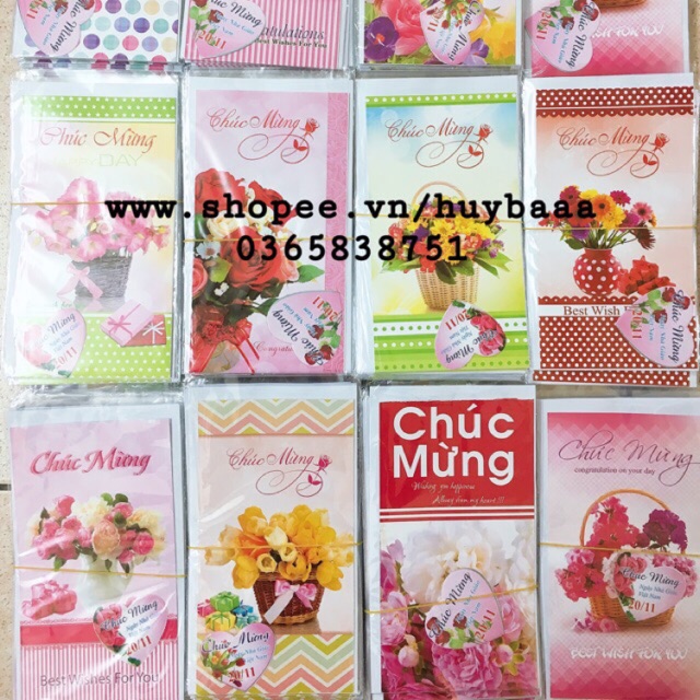 Combo 50 chiếc bưu thiếp chúc mừng siêu đẹp mẫu mới Kích thước 10,5x 18,5 cm