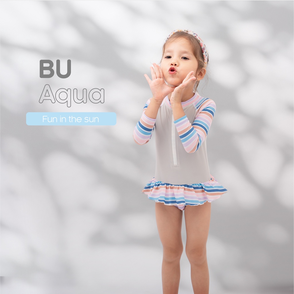 Bộ bơi liền dài tay bé gái - BU Aqua