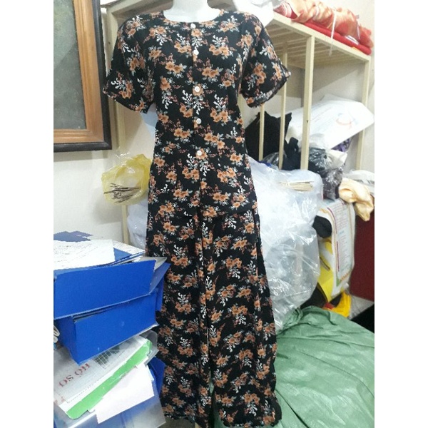 Bộ lanh hoa (quần dài - áo cộc ) dành cho người già