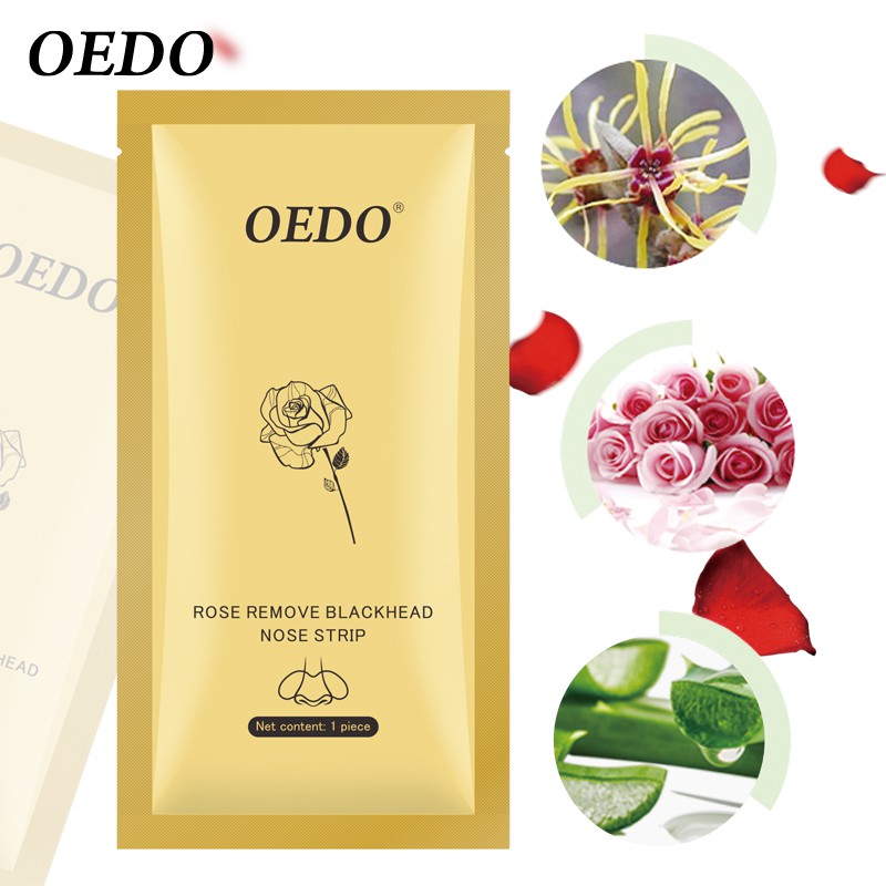 Set 10 miếng dán lột mụn đầu đen OEDO chứa thành phần hoa hồng peptides làm sạch sâu