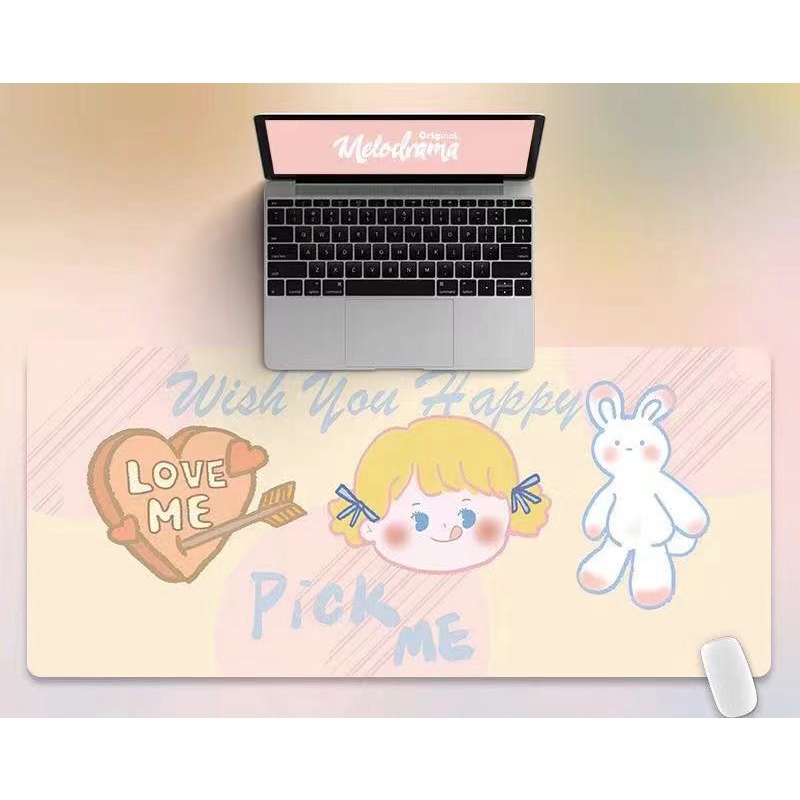 Lót chuột cỡ lớn 80x30cm, 90x40cm dày 3mm hoạ tiết cute, đáng yêu