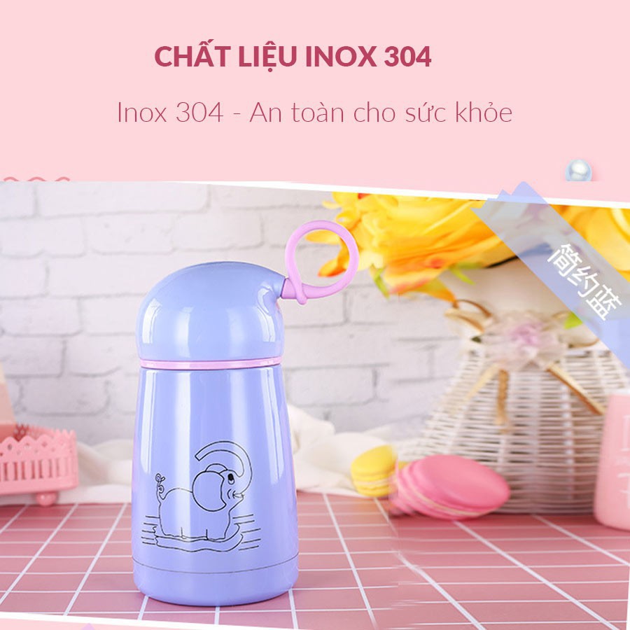 [INNOX 304] BÌNH GIỮ NHIỆT TRẺ EM HÌNH CON VOI -Quai xách tiện lợi, màu dễ thương, an toàn tuyệt đối