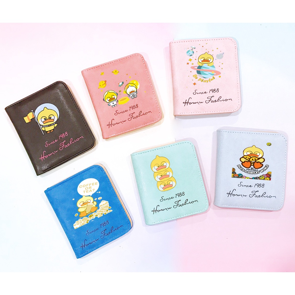 Ví cổ trang da lộn dạng ngắn VLNI38 dake duck vịt nomo bóp cầm tay bóp cầm tay kiểu
