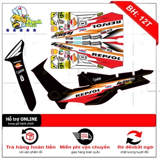 Ten rời xe wave nhỏ đời đầu repsol dán xe đen