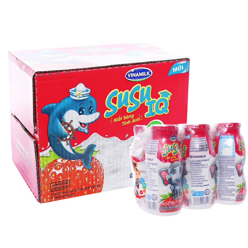 Thùng 48 chai sữa chua uống susu IQ hương dâu 80ml