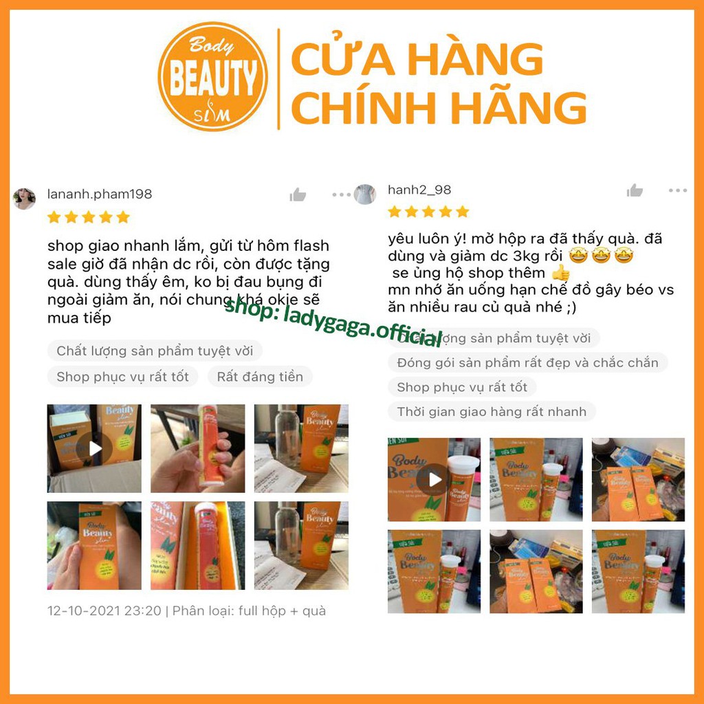 Viên sủi giảm cân cấp tốc BODY BEAUTY SLIM giảm béo detox an toàn chính hãng không phải thuốc