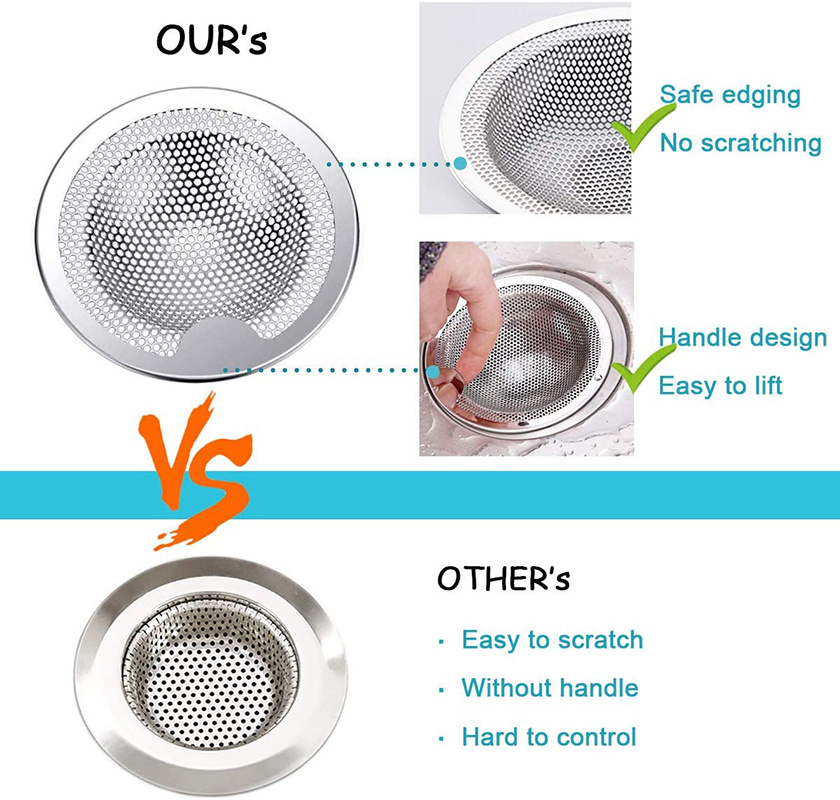 Lưới Lọc Rác 3 Kích Cỡ Làm Từ Thép Không Gỉ Cho Nhà Bếp / Phòng Tắm