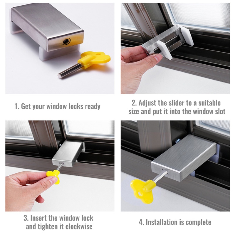 Bộ 2 Ổ Khóa Cửa Sổ Kèm Chìa Khóa An Toàn