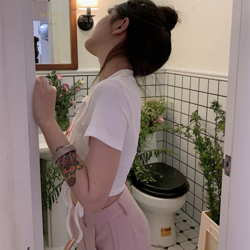 Áo Thun Tay Ngắn Dáng Ôm Dễ Thương Thời Trang Mùa Hè Cho Nữ