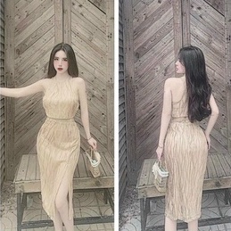 Sét bộ xốp áo 3 lỗ croptop phối chân váy dài body xẻ tà cực xinh , chất thun xốp mềm mát ly