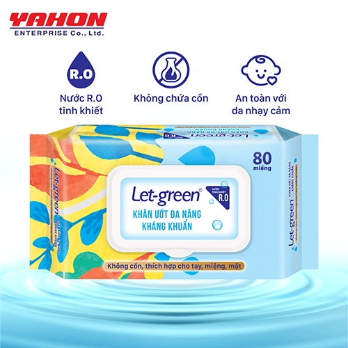 Combo 6 Bao Khăn Ướt Đa Năng Kháng Khuẩn LET-GREEN 80 Miếng/Bao