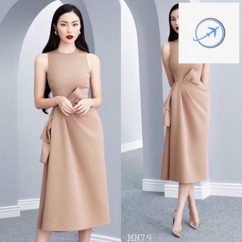 👗 Đầm tuyết mưa màu da sang trọng sát nách ôm body nơ eo nhún công sở đi chơi dự tiệc MN79 MINA 👗