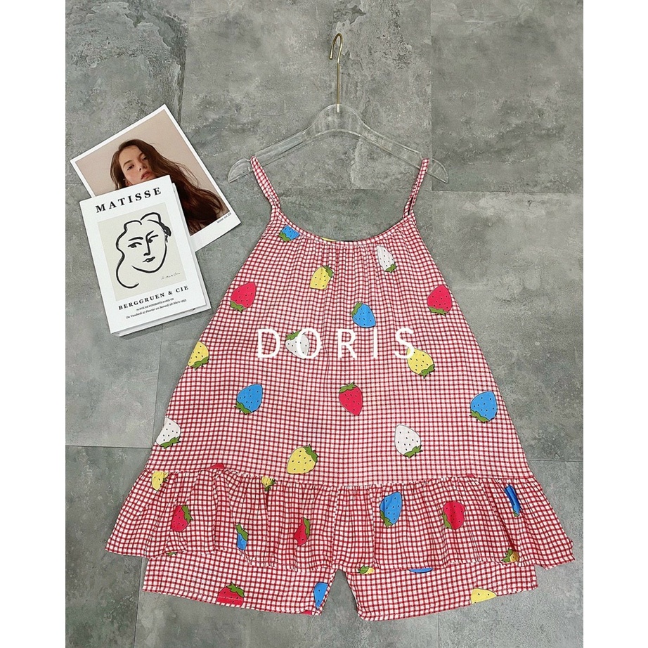 Bộ bầu lanh lụa siêu mềm mát, kiểu áo 2 dây và quần đùi