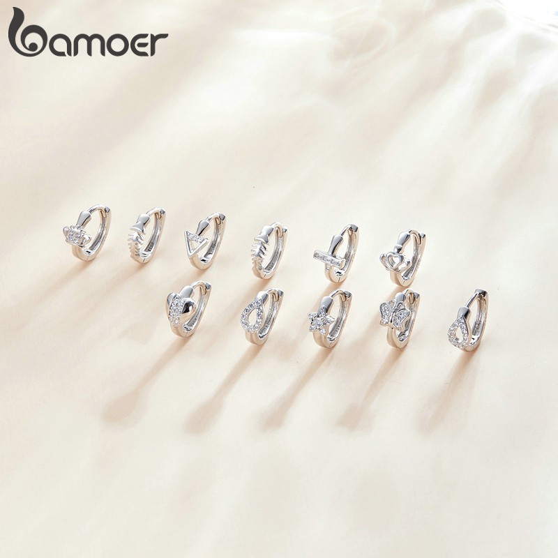 Bamoer Bông Tai Bạc sterling 925 Hình Ngôi Sao / Vương Miện / Hoa Thời Trang Cho Nữ sce1037