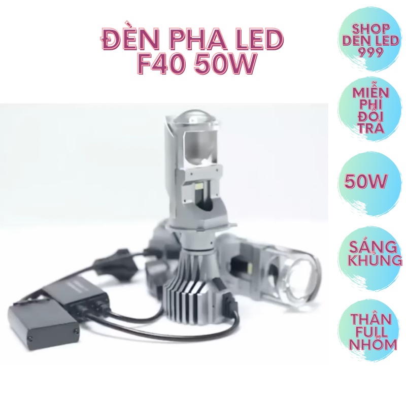 Đèn Pha F40 50w Tăng Sáng Mạnh , Led Bi Cầu Mini H4 12V Cho Oto Xe Máy Cao Cấp