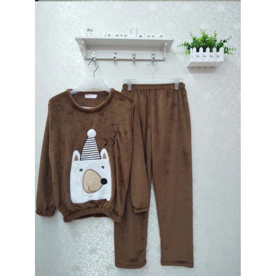 Bộ ngủ lông hình gấu CAO CẤP siêu dễ thương - bộ đồ ngủ mặc nhà