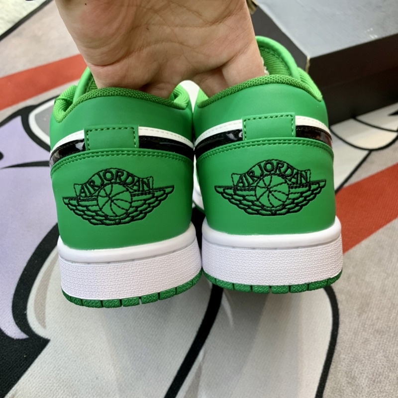 Giày thể thao cổ thấp sneaker jordan 1 low pine green hàng SC da bóng