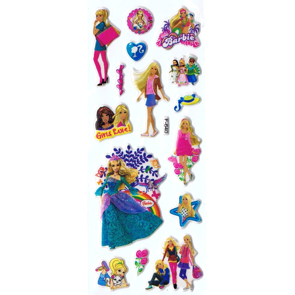 Bộ Sticker Dán Trang Trí Hình Búp Bê Barbie Hoạt Hình Sk479