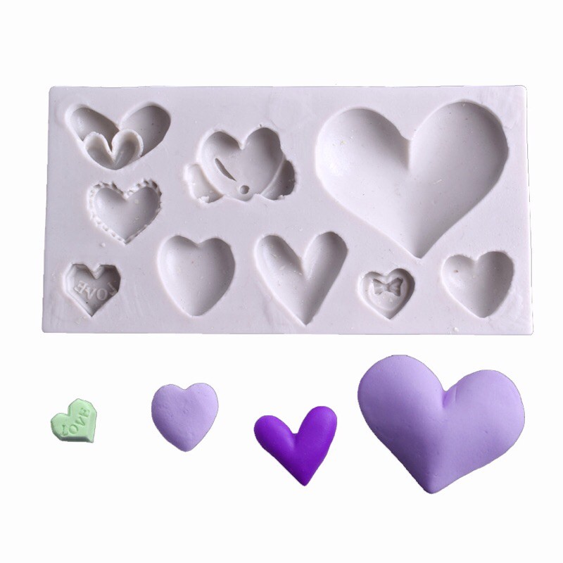 Khuôn silicon đổ thạch/socola/đá/rau câu 9 hình trái tim