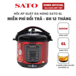 Nồi áp suất, nồi áp suất điện tử đa năng sato 6.0l, bảo hành 12 tháng