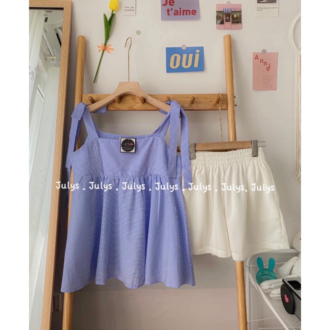 SET áo babydoll baby blue kèm quần (ảnh shop chụp kèm video)
